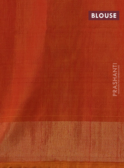 Ikat silk cotton saree blue and dual shade of dark mustard with allover ikat weaves and zari woven border