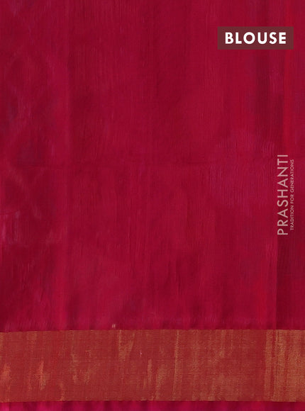 Ikat silk cotton saree deep violet and pink with allover ikat weaves and zari woven border