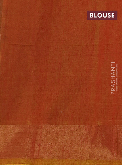 Ikat silk cotton saree navy blue and dark mustard with allover ikat weaves and zari woven border