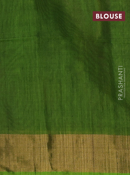 Ikat silk cotton saree pink and parrot green with allover ikat weaves and zari woven border