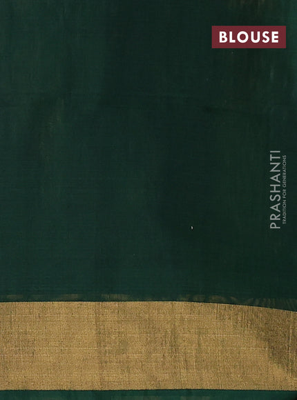 Ikat silk cotton saree blue and green with allover ikat weaves and zari woven border