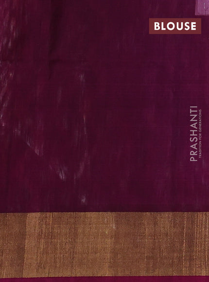 Ikat silk cotton saree off white and wine shade with allover ikat weaves and zari woven border