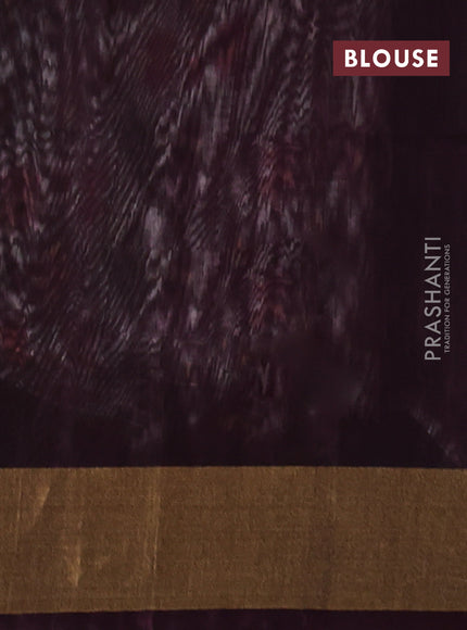 Ikat silk cotton saree off white grey and deep coffee brown with allover ikat weaves and zari woven border