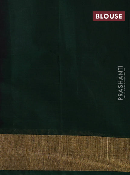 Ikat silk cotton saree pink and bottle green with allover ikat weaves and zari woven border