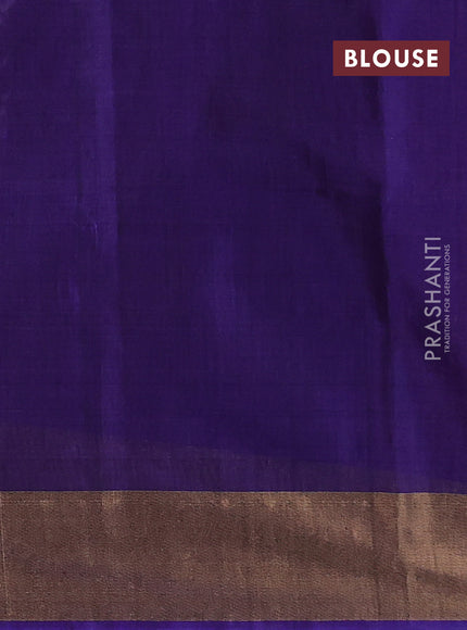 Ikat silk cotton saree red and violet with allover ikat weaves and zari woven border