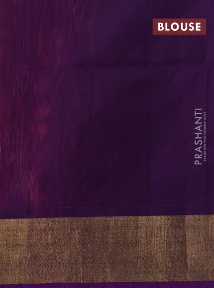 Ikat silk cotton saree orange and purple with allover ikat weaves and zari woven border