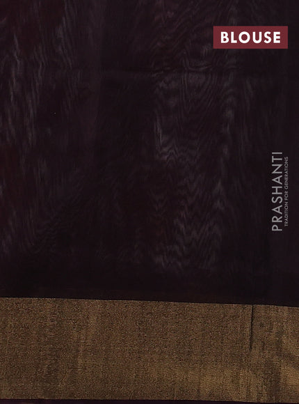 Ikat silk cotton saree off white and coffee brown with allover ikat butta weaves and zari woven border