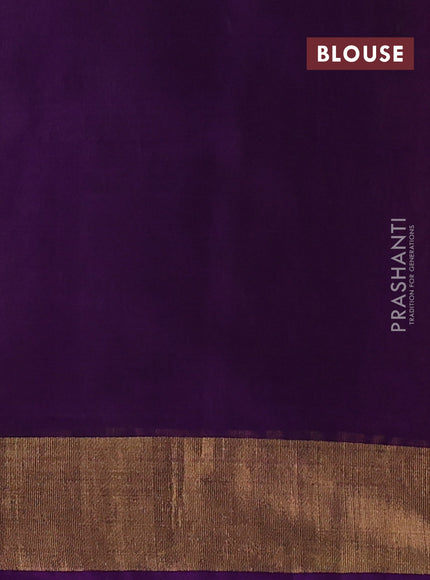 Ikat silk cotton saree green and purple with allover ikat weaves and zari woven border
