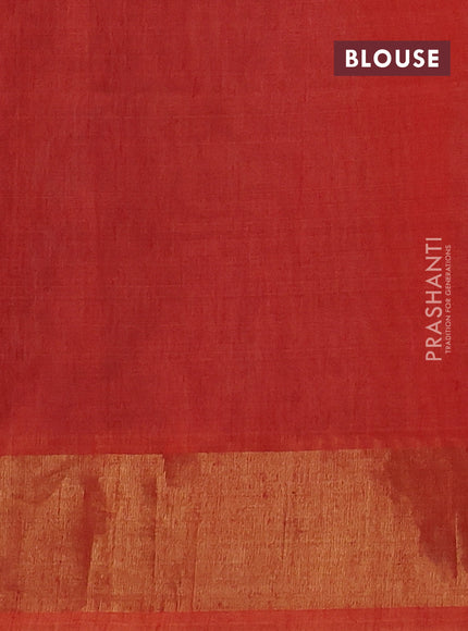 Ikat silk cotton saree violet and orange with allover ikat weaves and zari woven border