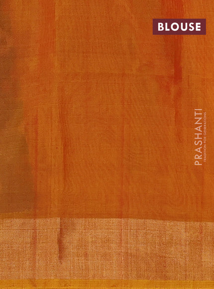 Ikat silk cotton saree purple and dark mustard with allover ikat weaves and zari woven border