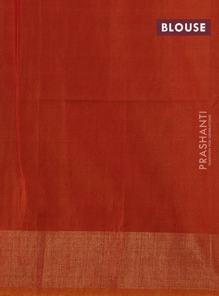 Ikat silk cotton saree bottle green and dark mustard with allover ikat weaves and zari woven border