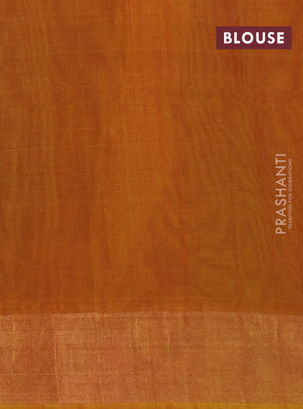 Ikat silk cotton saree violet and dark mustard with allover ikat weaves and zari woven border