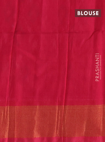 Ikat silk cotton saree violet and candy pink with allover ikat weaves and zari woven border