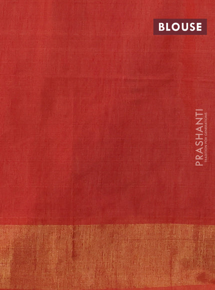 Ikat silk cotton saree bottle green and orange with allover ikat weaves and zari woven border