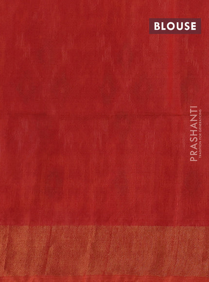 Ikat silk cotton saree violet and orange with allover ikat weaves and zari woven border