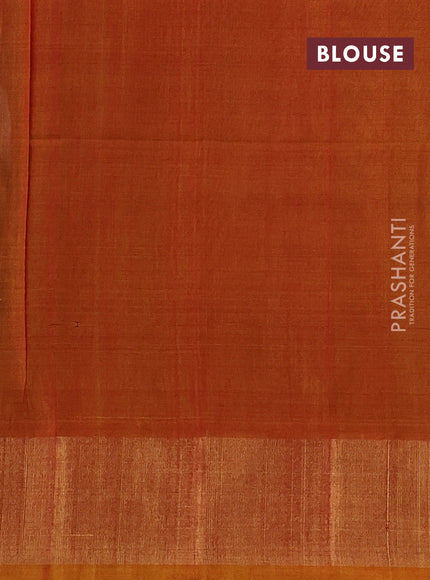 Ikat silk cotton saree navy blue and mustard yellow with allover ikat weaves and zari woven border