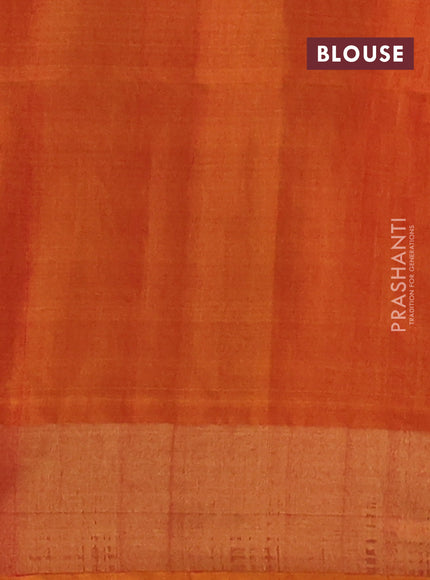 Ikat silk cotton saree bottle green and mustard yellow with allover ikat weaves and zari woven border