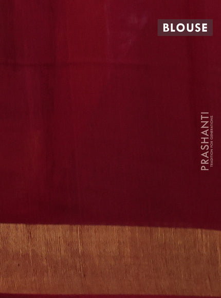 Ikat silk cotton saree navy blue and red with allover ikat weaves and zari woven border