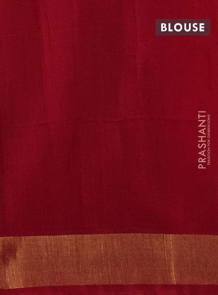 Ikat silk cotton saree mehendi green and red with allover ikat weaves and zari woven border