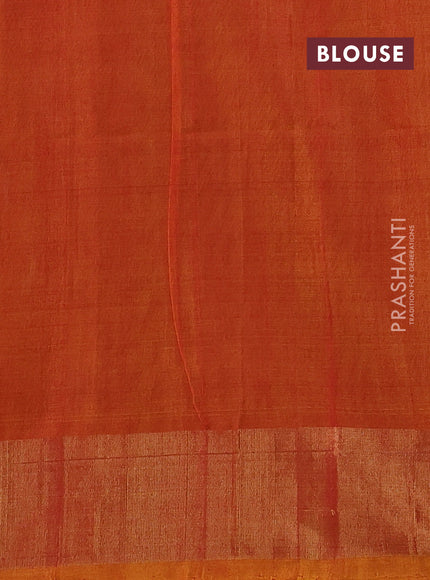 Ikat silk cotton saree deep jamun and dark mustard with allover ikat weaves and zari woven border
