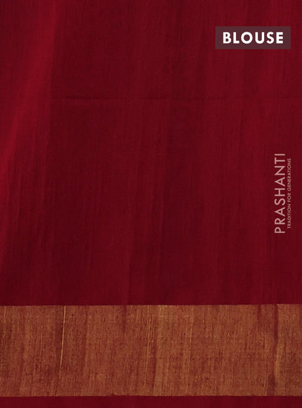 Ikat silk cotton saree bottle green and red with allover ikat weaves and zari woven border