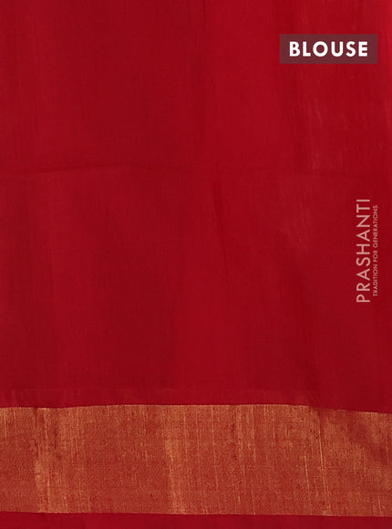 Ikat silk cotton saree mehendi green and red with allover ikat weaves and zari woven border