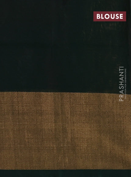 Ikat silk cotton saree pink and bottle green with allover ikat weaves and long ikat woven zari border