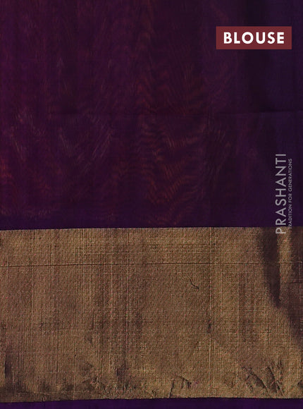 Ikat silk cotton saree orange and purple with allover ikat weaves and long ikat woven zari border