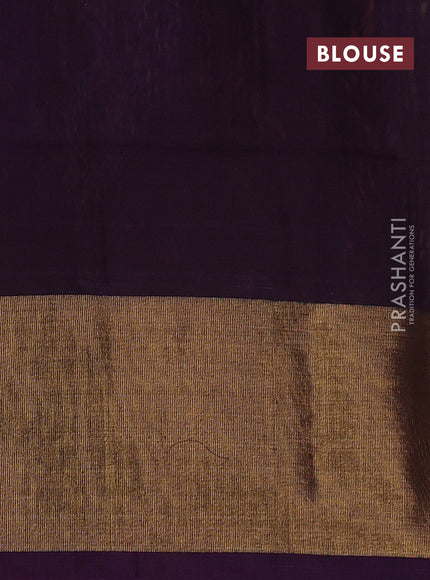 Ikat silk cotton saree dark pink and violet with allover ikat weaves and long ikat woven zari border