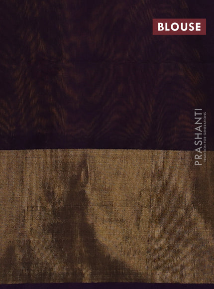 Ikat silk cotton saree yellow and deep violet with allover ikat weaves and long ikat woven zari border