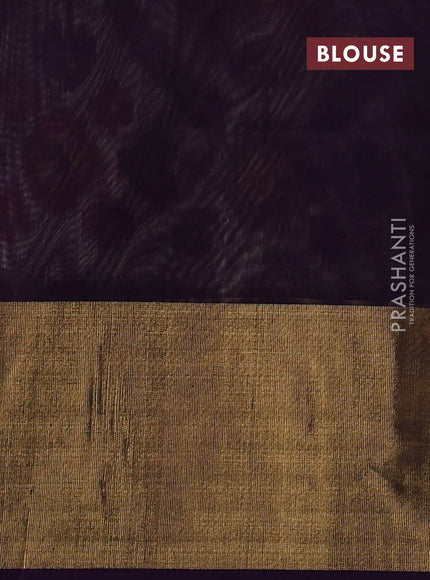 Ikat silk cotton saree peach shade and deep violet with allover ikat weaves and long ikat woven zari border