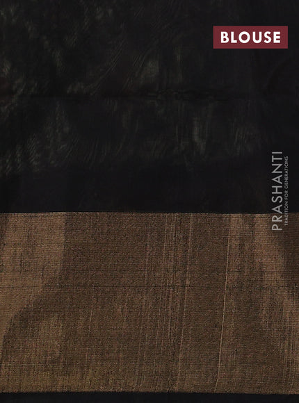 Ikat silk cotton saree mehendi green and black with allover ikat weaves and long ikat woven zari border