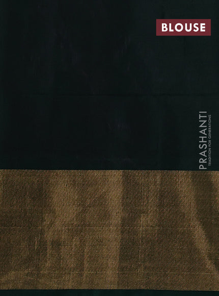 Ikat silk cotton saree deep violet and bottle green with allover ikat weaves and long ikat woven zari border