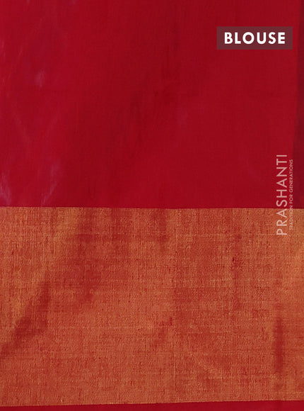 Ikat silk cotton saree violet and red with allover ikat weaves and long ikat woven zari border