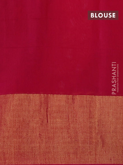 Ikat silk cotton saree deep violet and pink with allover ikat weaves and long ikat woven zari border
