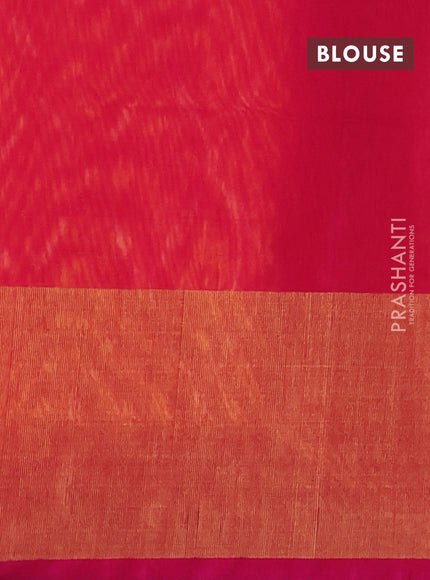 Ikat silk cotton saree sunset orange and pink with allover ikat weaves and long ikat woven zari border