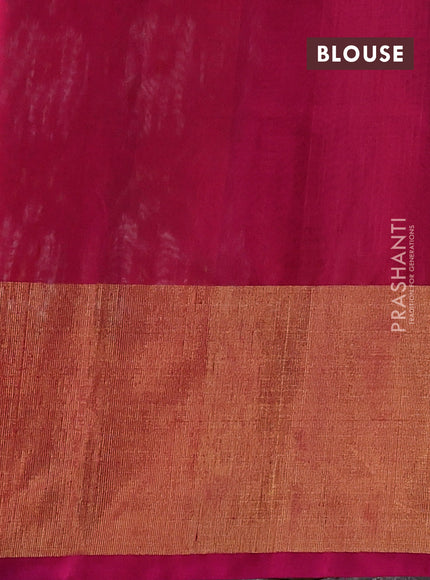Ikat silk cotton saree bottle green and pink with allover ikat weaves and long ikat woven zari border
