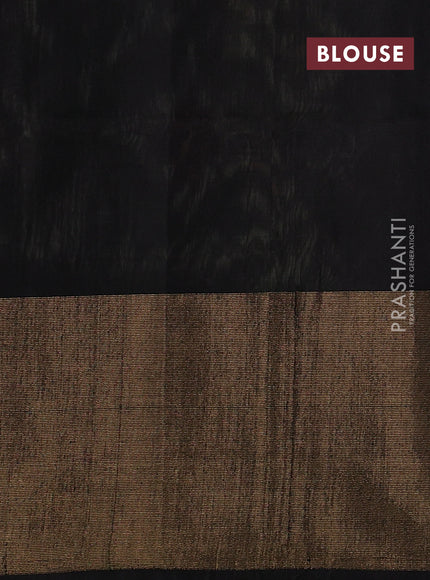 Ikat silk cotton saree olive green and black with allover ikat weaves and long ikat woven zari border