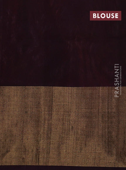 Ikat silk cotton saree dark pink and coffee brown with allover ikat weaves and long ikat woven zari border