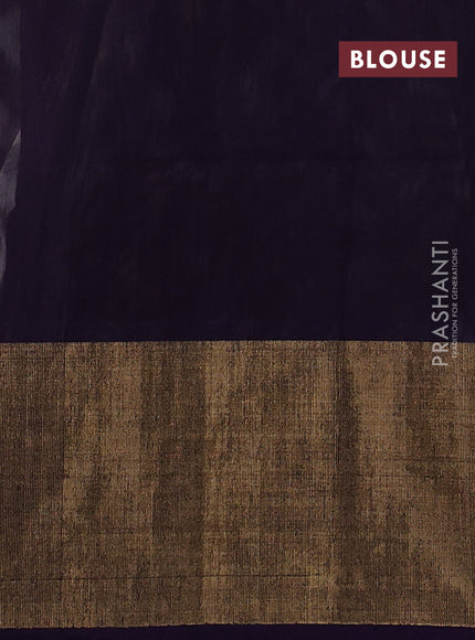 Ikat silk cotton saree off white and violet with allover ikat weaves and long ikat woven zari border
