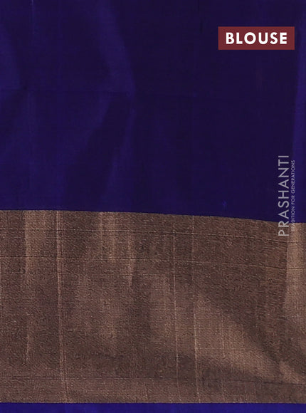 Ikat silk cotton saree dark pink and blue with allover ikat weaves and long ikat woven zari border