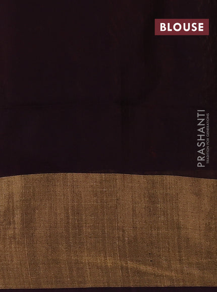 Ikat silk cotton saree orange and coffee brown with allover ikat weaves and long ikat woven zari border