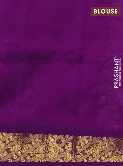 Silk cotton saree lavender and purple with allover kalamkari prints and korvai zari woven border