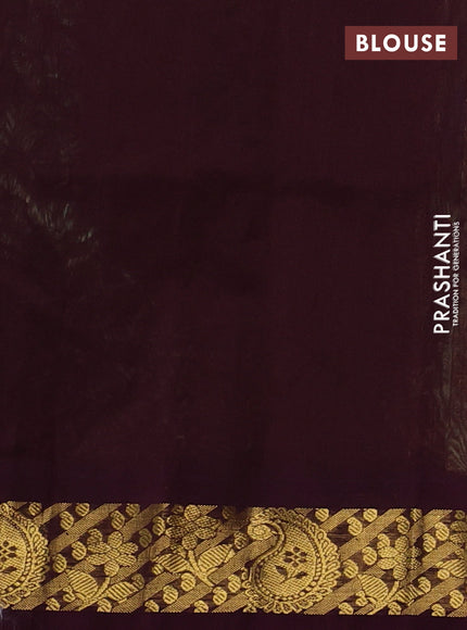 Silk cotton saree pista green and deep maroon with allover kalamkari prints and korvai zari woven border