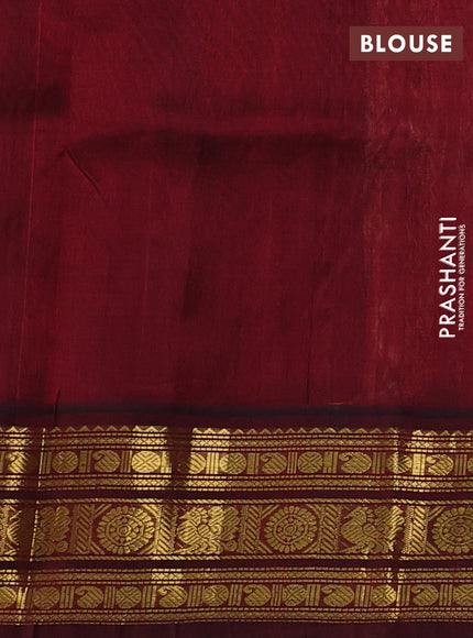 Silk cotton saree peach orange and deep maroon with allover kalamkari prints and korvai zari woven border