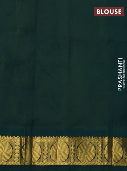 Silk cotton saree mehendi green and bottle green with allover kalamkari prints and korvai zari woven border
