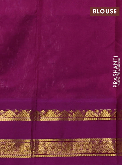 Silk cotton saree baby pink and purple with allover kalamkari prints and korvai zari woven border