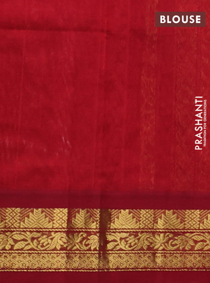 Silk cotton saree peach orange and red with allover kalamkari prints and korvai zari woven border