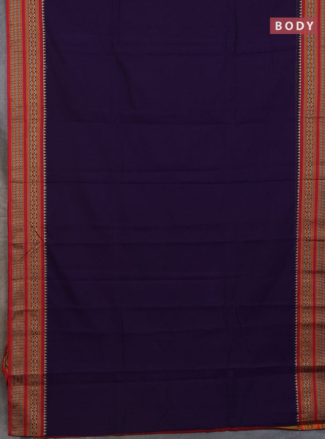 Narayanpet cotton saree violet and maroon with plain body and thread woven border
