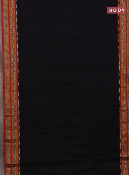 Narayanpet cotton saree black and maroon with plain body and thread woven border